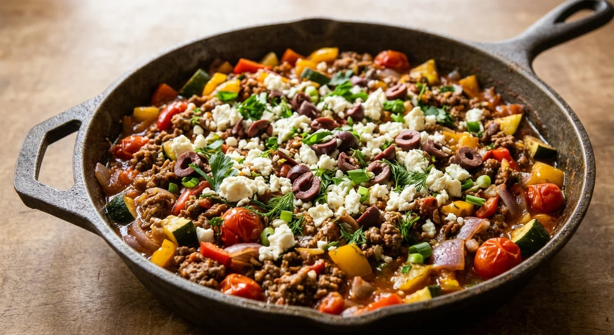 Mediterranean Ground Beef Skillet